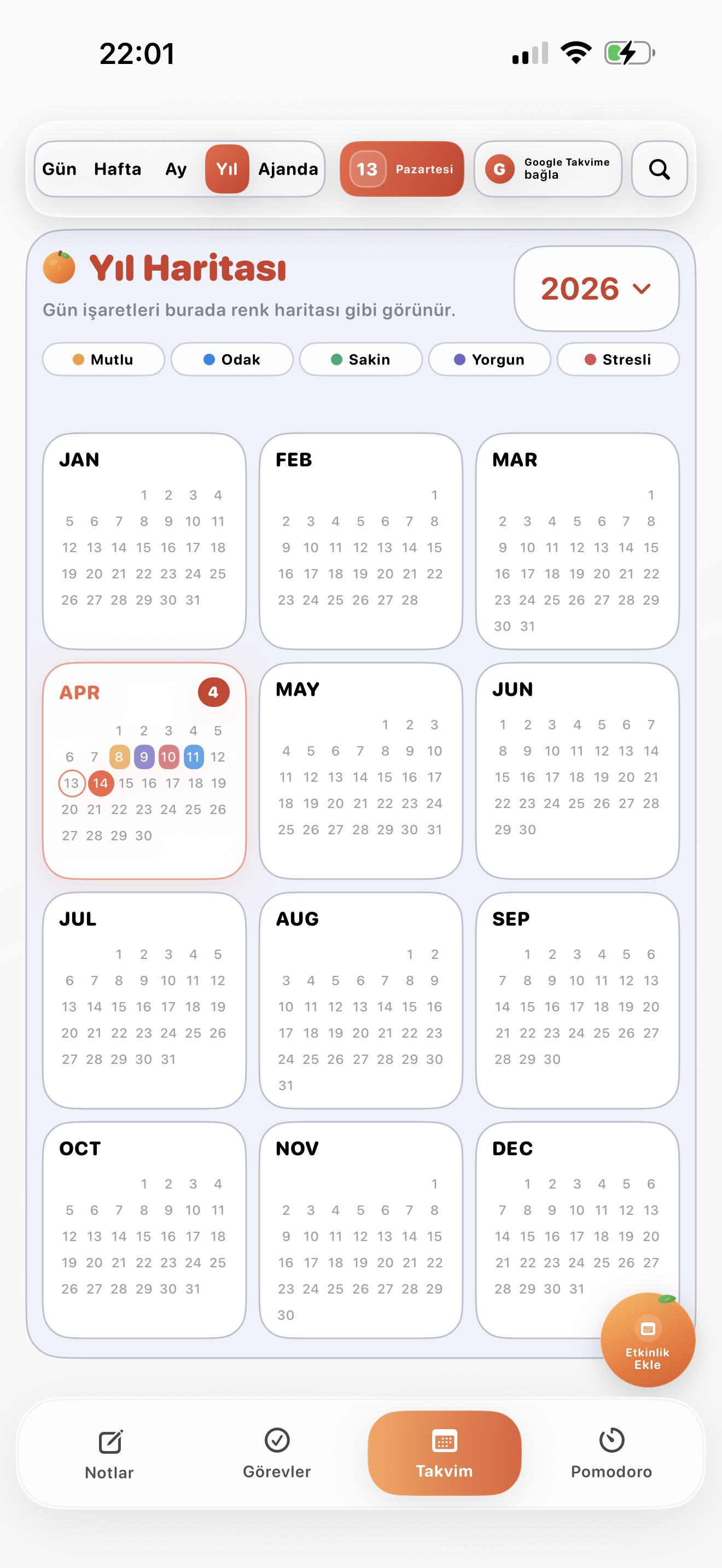 OrangeWork Arayüz Takvim