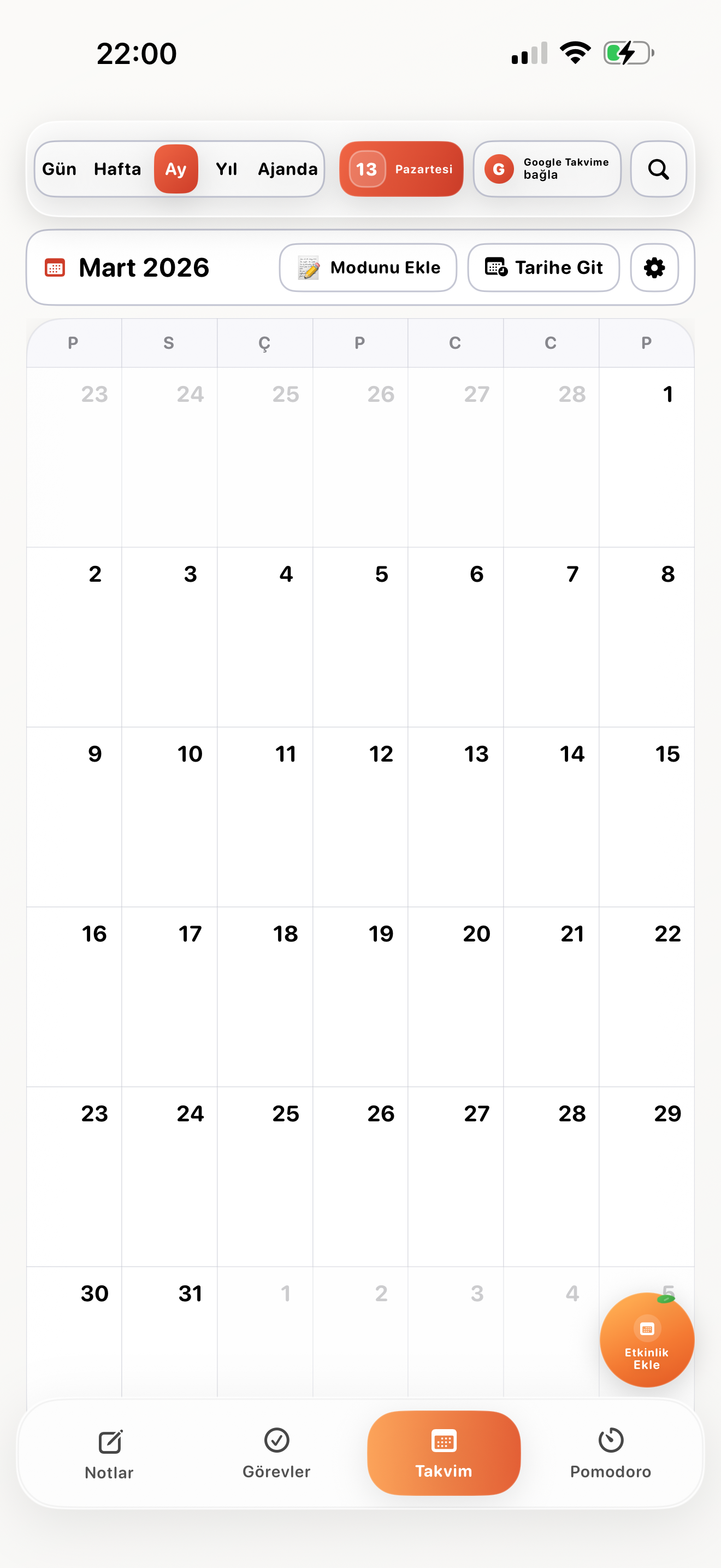 Hızlı Erişim Takvimi